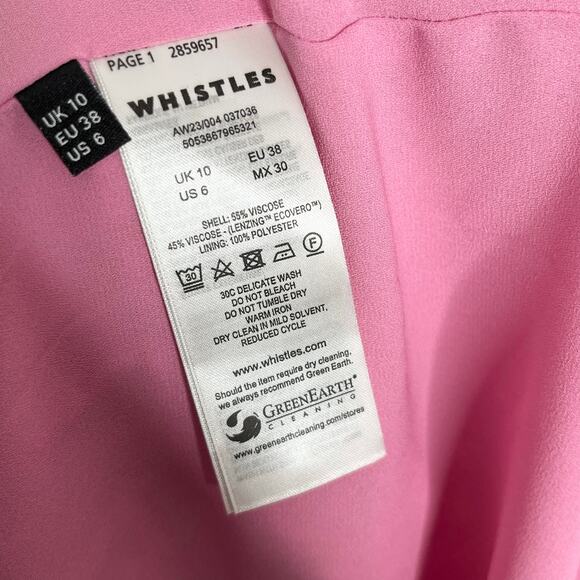 Whistles Womens Blurred Strokes Flippy Dress US 6 Pink Square Neck Feminine - Picture 10 of 11